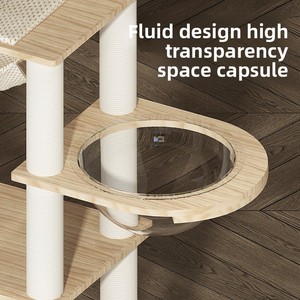 Árbol de gato de madera maciza real grande de varios niveles moderno, condominio de gato de torre de madera de lujo con plataforma multicapa - Product Image 4