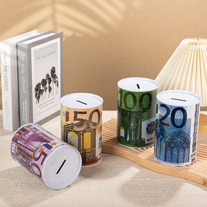 Piggy ngân hàng thay đổi <span class=keywords><strong>Jar</strong></span> inplate xi lanh tay áo đô la Euro kim loại lưu trữ container - Product Image 6