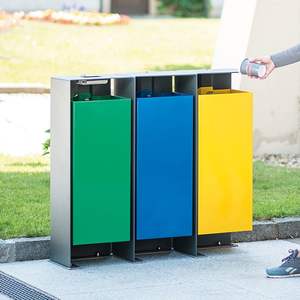Contenedor de Basura Clasificado de Acero Inoxidable para Exteriores, 3 o 4 Compartimentos, Contenedor de Reciclaje Comercial para Áreas Públicas - Product Image 1