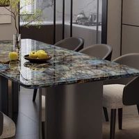 Luxuriöse Blaue Jade-Marmor Esstisch- und Stuhl-Kombination Hochwertig Modern Umweltfreundlich Langlebig für Hotel & Zuhause