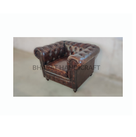 Canapé Chesterfield en cuir une place avec rembourrage classique à boutons profonds, design élégant, coussins confortables, robuste