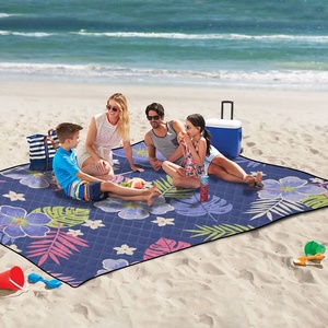 60x80in Hawaii Tropical Flowers Custom Logo Extra <b>Large</b> Quilteds Stripe Folding Picnic <b>Mat</b> Tote Bag - Product Image 6