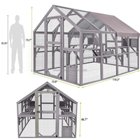 Catio Cage à chat en bois pour animaux de compagnie, grande cage à chat en bois, cage à chaton pour animaux de compagnie, housse résistante aux intempéries