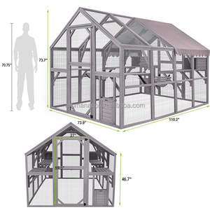 Large <strong>Cat</strong> Run Wooden <strong>Cat</strong> Houses <strong>Outdoor</strong> <strong>Enclosure</strong>, Catio <strong>Cat</strong> Cage Kitten Condo-Backyard Run Cage for Pets, Weather Proof Cover - Product Image 6