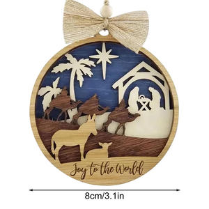 Ornement de Nativité de Noël en bois bois religieux Christ Nativité de Jésus cadeau <span class=keywords><strong>Noel</strong></span> Navidad Madera décorations d'arbre de Noël - Product Image 5