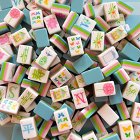 Tuiles de Mahjong Américaines Thème Bleu Premium en Acrylique Multicouche 160 Pièces pour Soirées Jeux à Domicile