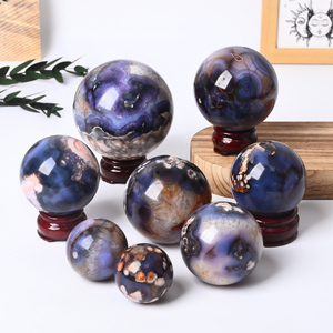 Esferas de Ágata de Flor de Cerezo Azul, Bolas de Cuarzo de Cristal Natural de Alta Calidad al por Mayor - Product Image 3