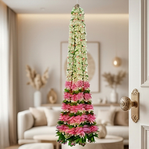 Artificial Flower Garland Purple <b>White</b> Floral <b>Hanging</b> Decoration for Wedding Mandap Temple Pooja Festival Home Entrance Decor - Product Image 1