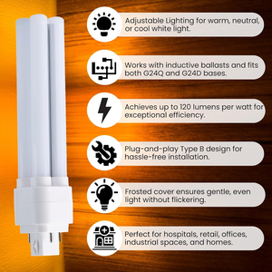 Ul CUL 3 CCT Có Thể Điều Chỉnh 120LM/W Tiết Kiệm Năng Lượng Chiếu Sáng Trong Nhà G24Q G24D G23 E27 PL Đèn 6W 8W 10W 12W 15W LED Ngô Ánh Sáng Bóng Đèn - Product Image 4