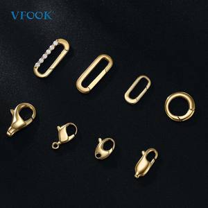 Hallazgos de joyería VFOOK, venta al por mayor, colección de cierre redondo rectangular a granel, cierre de cadena de oro sólido OEM ODM 14K para hacer joyas - Product Image 1
