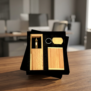 ชุดพวงกุญแจคาราบิเนอร์ไม้ ปากกาไม้ไผ่แบบพกพา บรรจุกล่องของขวัญ - Product Image 4