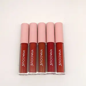 Best Verkopende Veganistische Vloeibare Matte Lippenstift Print Uw Eigen Logo Hoge Pigment Lipgloss Waterdichte Langdurige Lipgloss