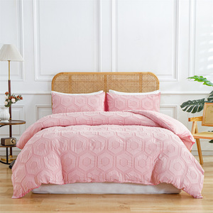 Sang Trọng Cotton Chenille Tufted Màu Hồng Thêu Giường Duvet Cover 3 Mảnh Đầy Đủ Nữ Hoàng Vua Kích Thước Mềm Chăn <span class=keywords><strong>Comforter</strong></span> Bộ Đồ Giường Thiết Lập - Product Image 1