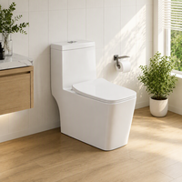 WC monobloc carré moderne de luxe en céramique, sans bride, à double chasse, à poser au sol, avec jupe complète, pour salle de bain d'hôtel