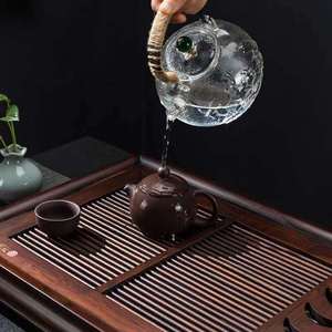 Carbonized Bamboo <b>Tea</b> Tray Square Drainage Type For Kung Fu <b>Tea</b> <b>Set</b> Home Use - Product Image 3