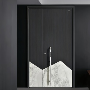 Porte d'entrée en aluminium de style européen personnalisée à double ouverture, cadre étroit, porte d'entrée française en aluminium antivol à vendre - Product Image 6