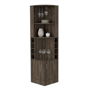 DB Dark Walnut <b>Corner</b> Bar Cabinet with Two External <b>Shelves</b> - Product Image 5