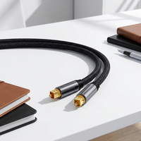 Câble audio numérique optique Toslink en nylon tressé OEM ODM avec connecteurs plaqués or 24 carats et coque métallique pour haut-parleurs et projecteurs (Mâle-Mâle)