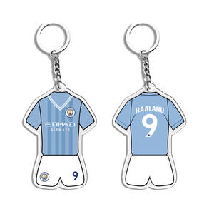 Porte-clés de <span class=keywords><strong>maillot</strong></span> de football en acrylique personnalisable avec numéro, souvenirs de football pour les fans de Ronaldo et Neymar, petits cadeaux sportifs - Product Image 4