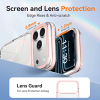 Coque de téléphone portable rose magnétique avec cadre d'objectif métallique pour fille, clés métalliques, anti-jaunissement, antichoc, protection pour iPhone 17 18 Pro