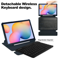 Keyboard dengan casing putar untuk Samsung Galaxy TAB, S6 Lite 10.4 "2024 P610/P615, Cover dengan Keyboard gigi biru nirkabel QWERTY