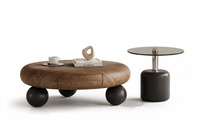 Ensemble de tables basses rondes avec tiroir de rangement, table d'appoint en verre, base en acier inoxydable, mobilier pour petits espaces, usine OEM