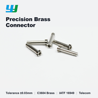 Connecteur à fente de précision en laiton usiné CNC sur mesure OEM, diamètre extérieur 4,5 mm, longueur 12,8 mm, broche de contact nickelée pour usage télécom