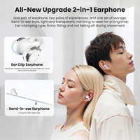Écouteurs TWS à double style, 2 paires complètes, écouteurs sans fil à clipser ouverts, écouteurs intra-auriculaires scellés, affichage LED
