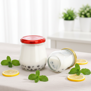 Bocaux en verre <span class=keywords><strong>Penguin</strong></span> carrés en gros de 50ml/75ml/100ml/200ml/250ml/300ml/380ml/500ml avec couvercle métallique et logo personnalisé pour miel, yaourt, bonbons, gelée - Product Image 1