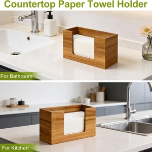 Boîte à mouchoirs en bois massif, organisateur moderne, support de rangement pour salle de bain, cuisine, bureau - Product Image 4