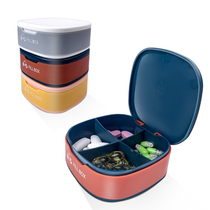 BPA Free Cute Mini Pill Organizer 4 Grids Portable Medicine Box Custom logo Pill Storage Cases For Travel