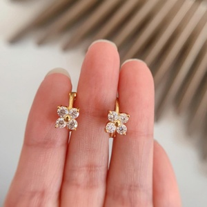 Pendientes de Aro de Moissanita Coreanos al por Mayor, Material Chapado en Oro de 14k, 1ct VVS1 GRA, para Mujeres y Niñas - Product Image 6