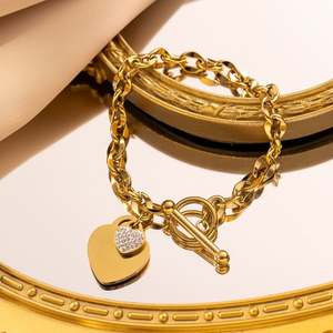 Hot Wholesale 18K Gold PVD Electroplated <b>Stainless</b> <b>Steel</b> OT Buckle Heart Bracelet Women's Jewelry - Product Image 3
