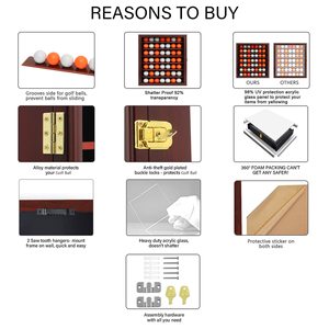 Vitrina de Exhibición de Pelotas de Golf de Madera de Caoba Ecológica Personalizada de 7 Niveles, con Cerradura, para Montar en la Pared, Moderna, con Fácil Montaje - Product Image 6