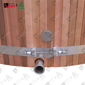 Vapasauna Tradizionale Rotonda a Legna con Rivestimento in Acciaio Inossidabile, Vasca Idromassaggio da Esterno Facile da Montare per il Benessere in Giardino - Product Image 3