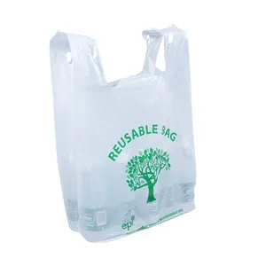 맞춤형 로고 옥수수 전분 조끼 캐리어 가방 생분해 성 저렴한 티셔츠 Pe 포장용 비닐 봉지