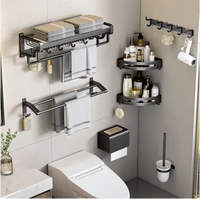 Ensemble d'accessoires de salle de bain en acier mural 6 pièces au design moderne, porte-serviettes en métal pour la maison ou l'hôtel, quincaillerie de toilette