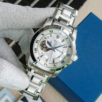 Jam Tangan Mekanik Valerius untuk Pria, Dial Angka Romawi, Multi Sub-dial, Tali Baja Skeleton
