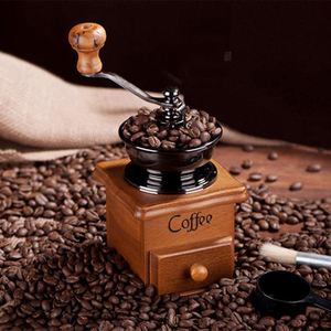 Klassische europäische Vintage-Stil Mini Handkurbel Kaffeebohnen mühle Retro Massivholz mit Keramik kern manuelle Kaffee maschine