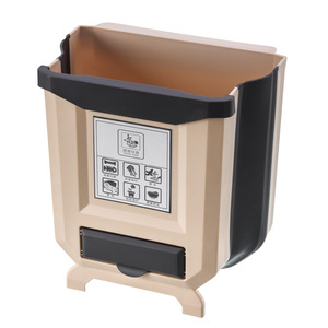 2020 New Product 8L Plastic Kitchen Cabinet Door Wall Mounted Waste Bin Car Foldable Trash Can for Bathroom Toilet Waste Storage
