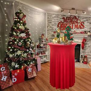 Mantel de Cóctel Blanco con Falda Redonda y Ondas Naturales, Ideal para Bodas y Banquetes en Bares. - Product Image 3