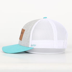 Bán buôn tùy chỉnh 6 Bảng điều chỉnh chất lượng cao thạch màu xám vá da trước vành cong 112 lưới xe tải Net hat trucker cap - Product Image 3