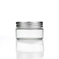 Toples kaca transparan 80ml 100ml 150ml, toples kaca kualitas Premium dengan penutup perak logam aluminium