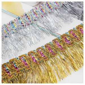 Bán Sỉ 5.5Cm Vàng Và Bạc Biên Giới Ren <span class=keywords><strong>Trim</strong></span> Tassel Fringe <span class=keywords><strong>Trim</strong></span> Vàng Ren <span class=keywords><strong>Trim</strong></span> Cho Quần Áo Phụ Kiện Ăn Mặc May - Product Image 2