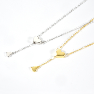 פומיי סטרלינג כסף 925 שרשרת קסם לב פשוטה עם כדור הזזה מתכווננת סיליקון מרופדת החלקה אהבה שרשרת לב - Product Image 5