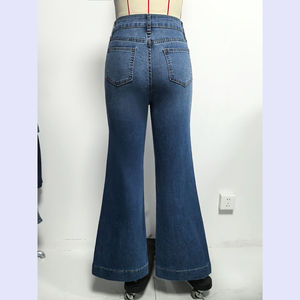 Jean en denim stretch taille haute coupe bootcut tendance pour <span class=keywords><strong>femme</strong></span> avec coutures sur le devant et jambe large - Product Image 5