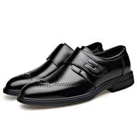Chaussures habillées en cuir véritable pour hommes, style brogue, décontractées et formelles, à boucle monacale, type Oxford