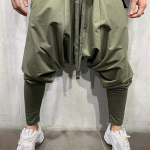 남자의 새로운 힙합 트렌드 바지 유럽과 미국 느슨한 단색 작은 발 거리 스포츠 레저 하렘 바지 - Product Image 1