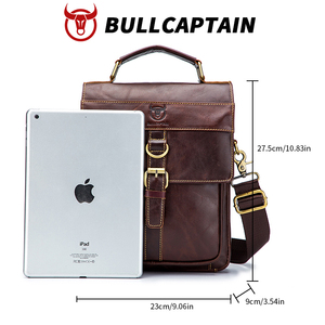 Sac à bandoulière pour homme BULLCAPTAIN, grand sac en cuir véritable, de haute qualité, pour voyager, sac messager, sac fourre-tout - Product Image 5