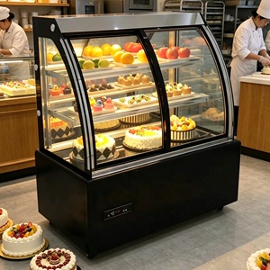 Vitrine Réfrigérée Commerciale Courbe pour Gâteaux et Desserts, Meuble de Présentation de Pâtisserie, Comptoir Réfrigéré pour Boulangerie - Meilleures Ventes - Product Image 2